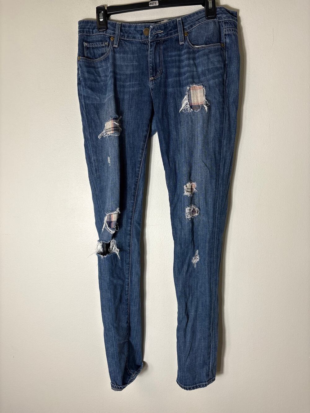 Paige Jimmy Jimmy Skinny Patchwork Blue Jeans Sz 27